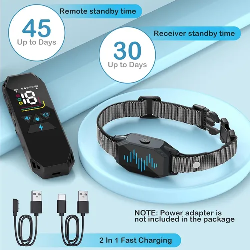Vista 5 de Collar de entrenamiento para perros, collar de choque para perros con control remoto, 2500 pies y 4 modos de entrenamiento pitido, vibración, choque