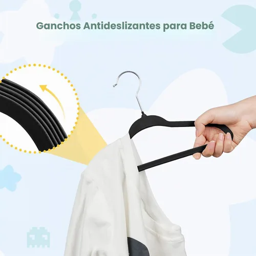 Vista 2 de Smartor Premium 11 Inch Baby Hangers 50 Pack, Kids Velvet Hanger, Non Slip