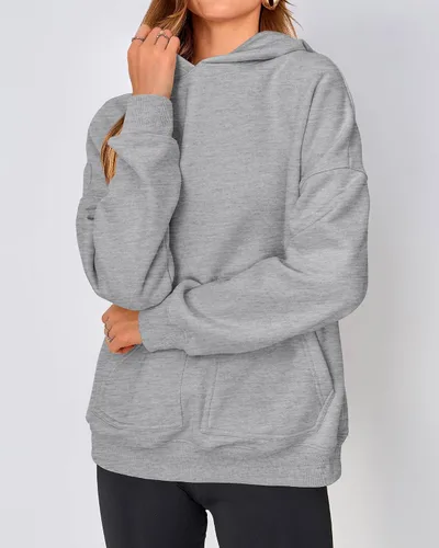 Vista 7 de KIRUNDO Sudaderas con capucha de gran tamaño para mujer, sudaderas casuales de manga larga de forro polar con capucha para otoño 2023