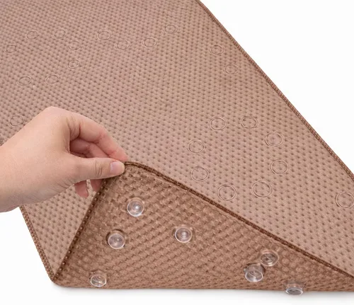 Vista 18 de Alfombra antideslizante para bañera, extragrande, de 36 x 17 pulgadas, con ventosas y orificios de drenaje, espuma suave, lavable a máquina