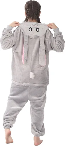 Vista 6 de WOYASIM Pijama de animal para niños, disfraz de una pieza, ropa de dormir, Halloween, Pascua, cosplay para niñas y niños