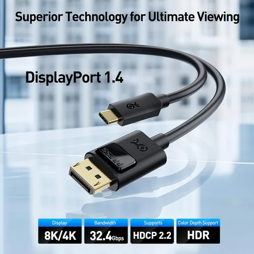 Vista 2 de Cable Matters - cable 60 Hz USB-C para DisplayPort 4K (compatible con puerto Thunderbolt 3), Negro