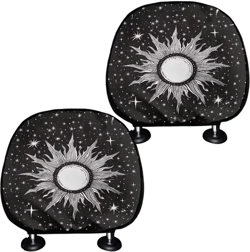 Vista 18 de Funda universal para reposacabezas de auto con estampado de vaca azteca, girasol, 2 piezas, funda universal para reposacabezas de asiento