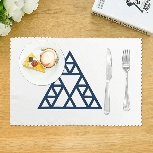 Vista 3 de Rectangular Placemats Set of 4, Heat Resistant Fractal Triangle Printed Kitchen Dining Table Mats