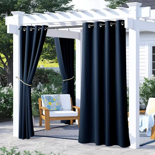 Vista 157 de NICETOWN Cortina para Exteriores para Patio Impermeable de 84 Pulgadas de Ancho, Aislamiento Térmico con Ojales Antioxidantes Bloqueo UV Cortina