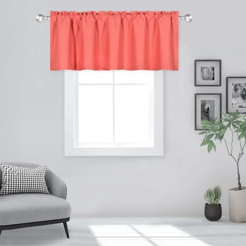 Vista 41 de DECOVSUN Cenefa morada para ventanas de 60 x 18 pulgadas, aislamiento térmico sólido, bolsillo para cortinero, cenefa corta para cocina, cenefa