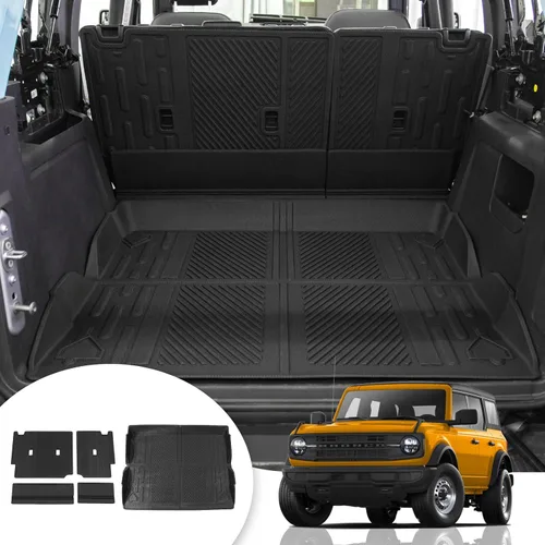 Vista 10 de Tapete de carga compatible con Ford Bronco 2021, 2022, 2023, 2024, 2025, protector de asiento trasero, forro de carga para maletero y accesorios
