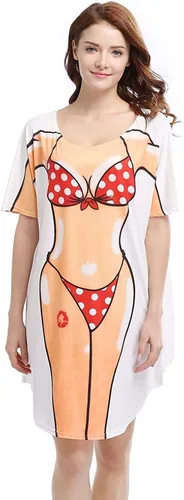 Vista 2 de Bellady Lady's Fun Wear - Camiseta con estampado de bikini rosa intenso
