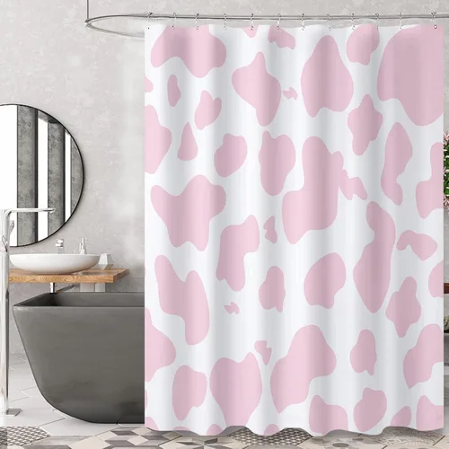 Vista 10 de Cortina de ducha (60" x 72"), estampado de leopardo guepardo negro, tela de poliéster, impermeable, estilo moderno, baño Negro-d1