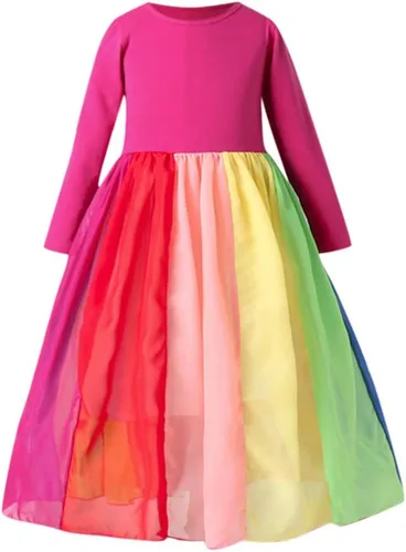 Vista 2 de Vestido de princesa para niños y niñas de 1 a 5 años de edad con empalme de arcoíris