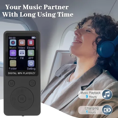 Vista 6 de Reproductor de MP3, reproductor de MP3 para niños con BT5.0, calidad de audio sin pérdida de alta fidelidad, reproductor de música de 1.8 pulgadas