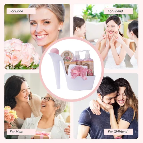 Vista 3 de Draizee Regalos de spa de lujo para mujer, juego de 2 canastas de spa con aroma de rosa y coco, gel de ducha, baño de burbujas, mantequilla