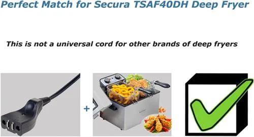 Vista 2 de Secura Cable de alimentación magnético para freidora TSAF40DH (tamaño de la interfaz: 1.6 x 0.8 pulgadas), no es un cable universal para otras