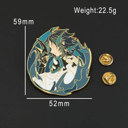 Vista 4 de Broche de pines esmaltados de la serie de juegos, colección de pines de solapa de metal para cosplay, anime Genshin Merch Keqing Xiao exquisitos
