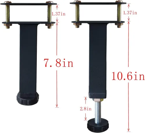 Vista 7 de Patas de soporte de metal para muebles, altura ajustable, marco central de cama resistente, elevadores de pies para plataforma Queen/King, piezas