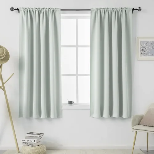 Vista 76 de DUALIFE Cortinas opacas de 45 pulgadas de largo, 2 paneles para ventanas pequeñas de dormitorio, aislamiento térmico, bolsillo para barra, cortinas
