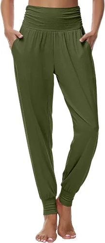 Vista 4 de Ficerd Paquete de 3 pantalones de descanso para mujer, cómodos pantalones deportivos de yoga con bolsillos de cintura alta, pantalones deportivos
