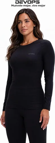 Vista 3 de DEVOPS Paquete de 3 camisetas de manga larga para mujer, camisetas de (3 unidades) Negro/Negro/Negro