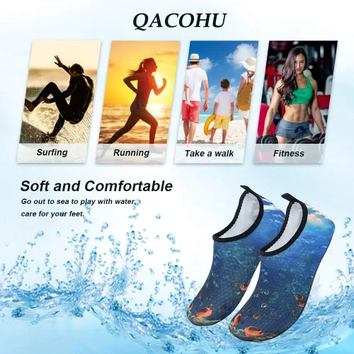 Vista 6 de QACOHU Zapatos de agua para hombre y mujer, zapatos de agua de secado rápido para buceo, surf, natación, playa, yoga