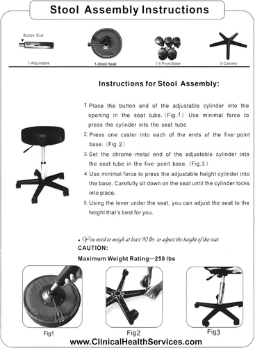 Vista 3 de Taburete neumático ajustable para mesas de masaje, mesas de examen y consultorio médico por Therabuilt® (negro)