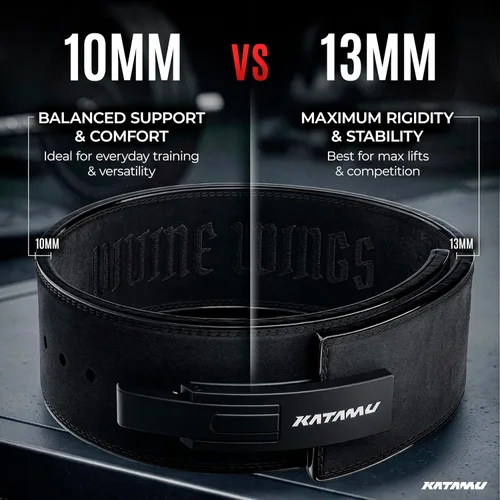 Vista 7 de Katamu Cinturón de palanca de alta calidad aprobado por USPA e IPL — Cinturón de cuero de 0.394 pulgadas y 0.514 pulgadas para hombres y mujeres