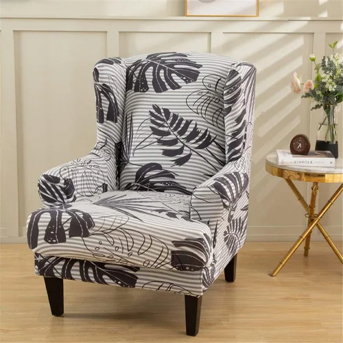 Vista 2 de Fundas para silla Wingback, 2 piezas, estilo americano, fundas elásticas para sillón de ala con parte inferior elástica, protector de muebles