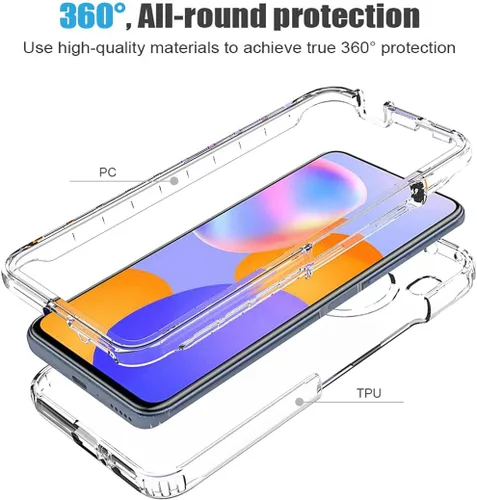 Vista 3 de Funda transparente compatible con Huawei Y9A/Enjoy 20 Plus 5G FRL-L22 con protector de pantalla de vidrio templado, bonito protector de cristal a