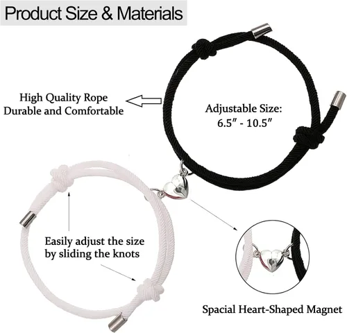 Vista 3 de YSSHIN Pulsera magnética de promesa para parejas, pulseras para parejas, amistad, pareja, pulseras a juego para parejas, mejores amigos