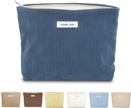 Vista 14 de Sminra Bolsa de Maquillaje Bolsa de Cosméticos Bolsa de Aseo de Lona Preppy para Mujeres Linda Bolsa con Cremallera Organizador Accesorios de Viaje