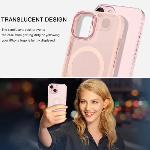 Vista 6 de BENTOBEN Funda para iPhone 15, funda para iPhone 15 compatible con MagSafe, funda magnética mate translúcida a prueba de golpes para mujeres