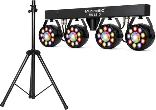 Vista 8 de MUSYSIC Kit de espectáculo de luz LED, paquete de iluminación de brillo de escenario con soporte de luz, barra LED y brillo de fiesta, soporte
