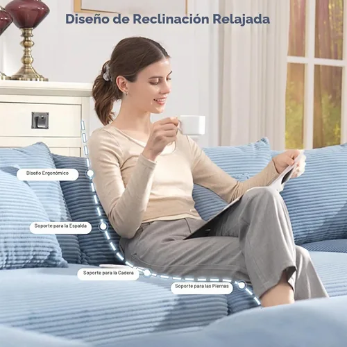 Vista 4 de ODUSE-DAILY Sofá modular de gran tamaño de 79.2 pulgadas, sofás seccionales grandes de pana para sala de estar, sofás de dos plazas, moderno juego