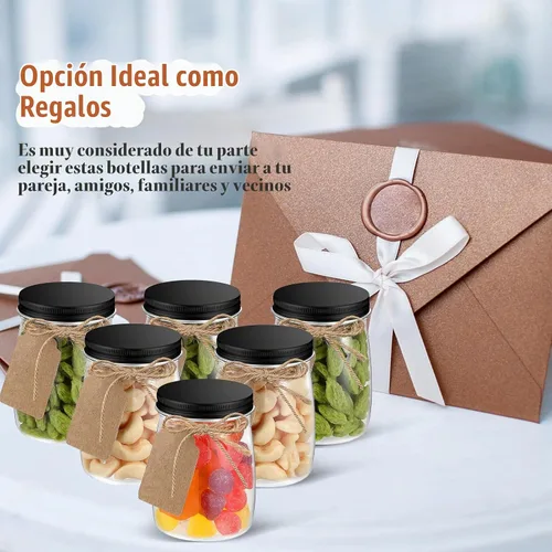 Vista 7 de Nitial Paquete de 50 frascos de plástico de 5 onzas con tapas a granel, recipientes de yogur con tapas, frascos de regalo con cordel para Negro