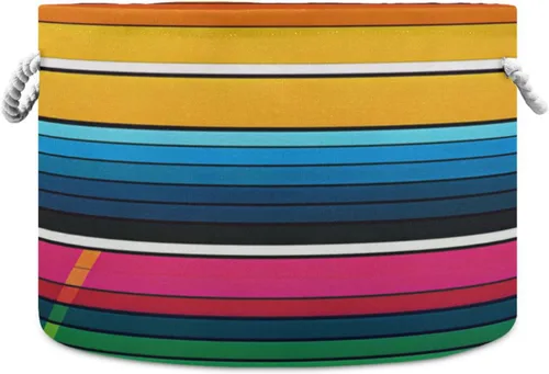 Vista 12 de Cesta grande de cuerda de algodón de almacenamiento mexicano Serape manta rayas colorido cesto de lavandería