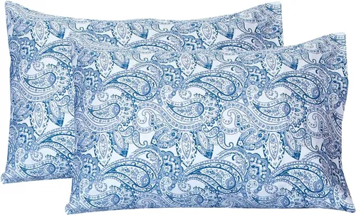 Vista 14 de Feather & Stitch - Juego de 2 fundas de almohada estándar de 100 % algodón, 500 hilos, fundas de almohada suaves con cierre tipo sobre, suaves