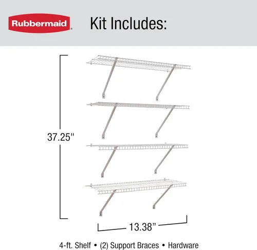 Vista 3 de Rubbermaid: kit de estante de lino para montaje directo, longitud de 3 pies, color blanco