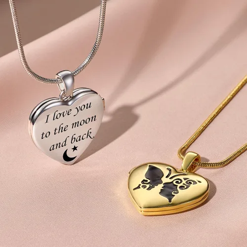 Vista 3 de Fanery Sue Personalized Heart Locket Necklace that Holds Pictures, Customize Photo Pendant Picture Jewelry Mothers Day Gifts for Women