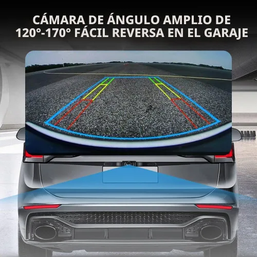 Vista 4 de Cámara de respaldo para automóviles con 8 luces, cámara de respaldo de visión nocturna SD de placa de matrícula con ángulo amplio de 170°, cámara