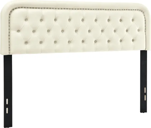Vista 7 de Cabecero capitonado tapizado de tamaño completo solamente - Cabeceros de madera maciza con botones con altura ajustable - Cabeceros de cama modernos
