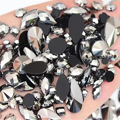 Vista 20 de 1000 gemas de cristal AB de diamantes de imitación coloridos, joyas de piedras preciosas acrílicas con parte trasera plana, manualidades