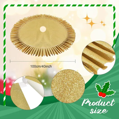 Vista 5 de Sratte El juego de 38 piezas de decoraciones navideñas incluye falda de árbol de lentejuelas, estrella para árbol y flores de Navidad artificiales