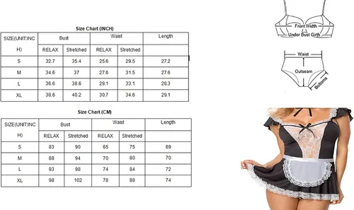 Vista 6 de SHESHY Women Sexy Lingerie Maid Cosplay Exotic Costume French Naughty Cute Lace Dress Lingerie Babydoll Sleepwear
