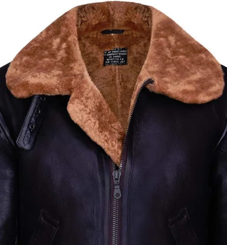 Vista 4 de Aviador marrón jengibre B3 Real Shearling piel de oveja Bomber Flying Jacket