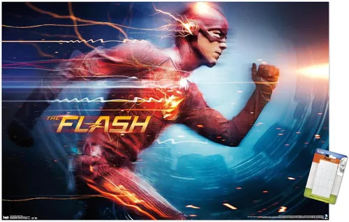 Vista 11 de DC Comics Arrowverse The Flash - Póster de pared Speed Force, 22.4 pulgadas de largo x 14.7 W, versión enmarcada de madera de granero