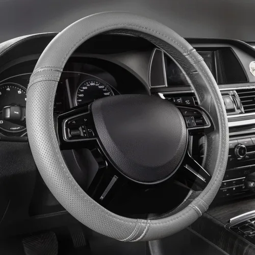 Vista 8 de Nuevo, cuero clásico automotriz volante universal cubiertas Car Pass, Beige Beige puro