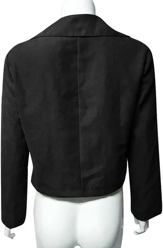 Vista 4 de PEKIOGT Chaqueta de cuero para mujer, de manga larga, para motocicleta, talla grande, chaqueta de moto de color sólido, con cremallera, para otoño
