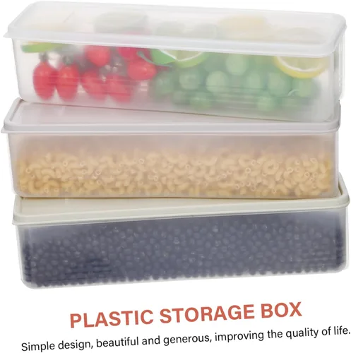 Vista 8 de 3 Pcs Transparent Fridge Organizers Food Storage Containers for Fruit Vegetable Bread Cheese Stackable PP Plastic Produce Saver Boxes with Airtight