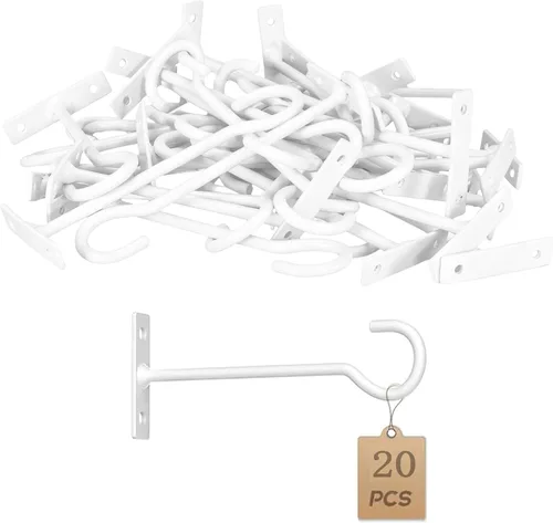Vista 23 de Ganchos para plantas, paquete de 2 soportes de metal para colgar plantas de 6 pulgadas, gancho decorativo para comederos de pájaros, macetas, Negro