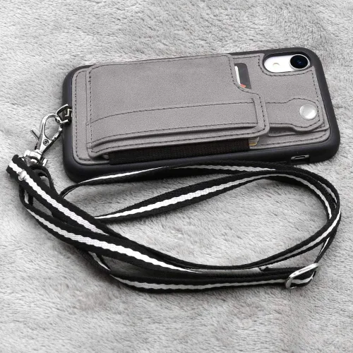 Vista 7 de TOOVREN Funda tipo cartera para mujeres y hombres con tarjetero de cuero (gris, funda para iPhone XR de 6.1 pulgadas)