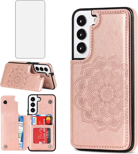 Vista 11 de Asuwish Funda compatible con Samsung Galaxy S22 5G y protector de pantalla de vidrio templado, accesorios para celda, soporte para tarjetas, soporte